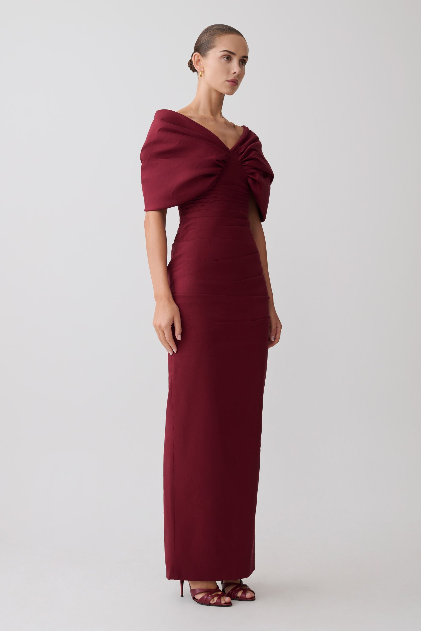 Thelma Bardot Maxi Dress - Wine - Image 2