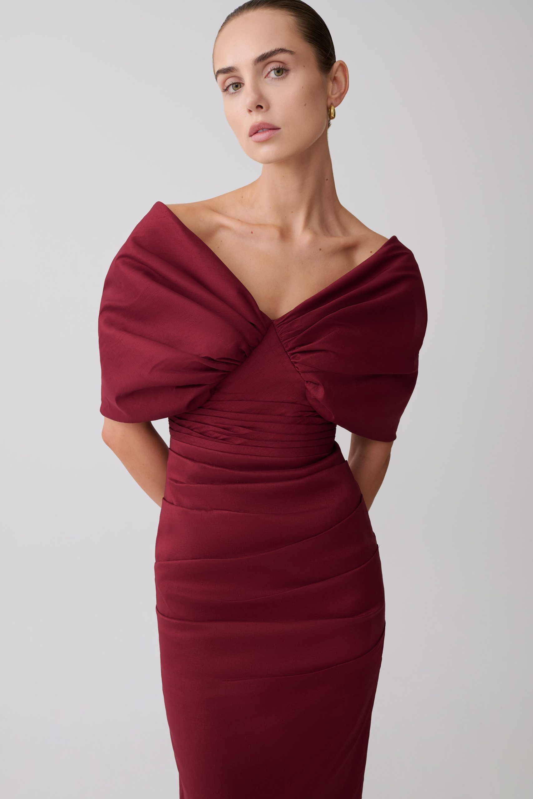 Thelma Bardot Maxi Dress - Wine - Image 6