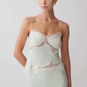 Nina Satin And Lace Camisole - Sage