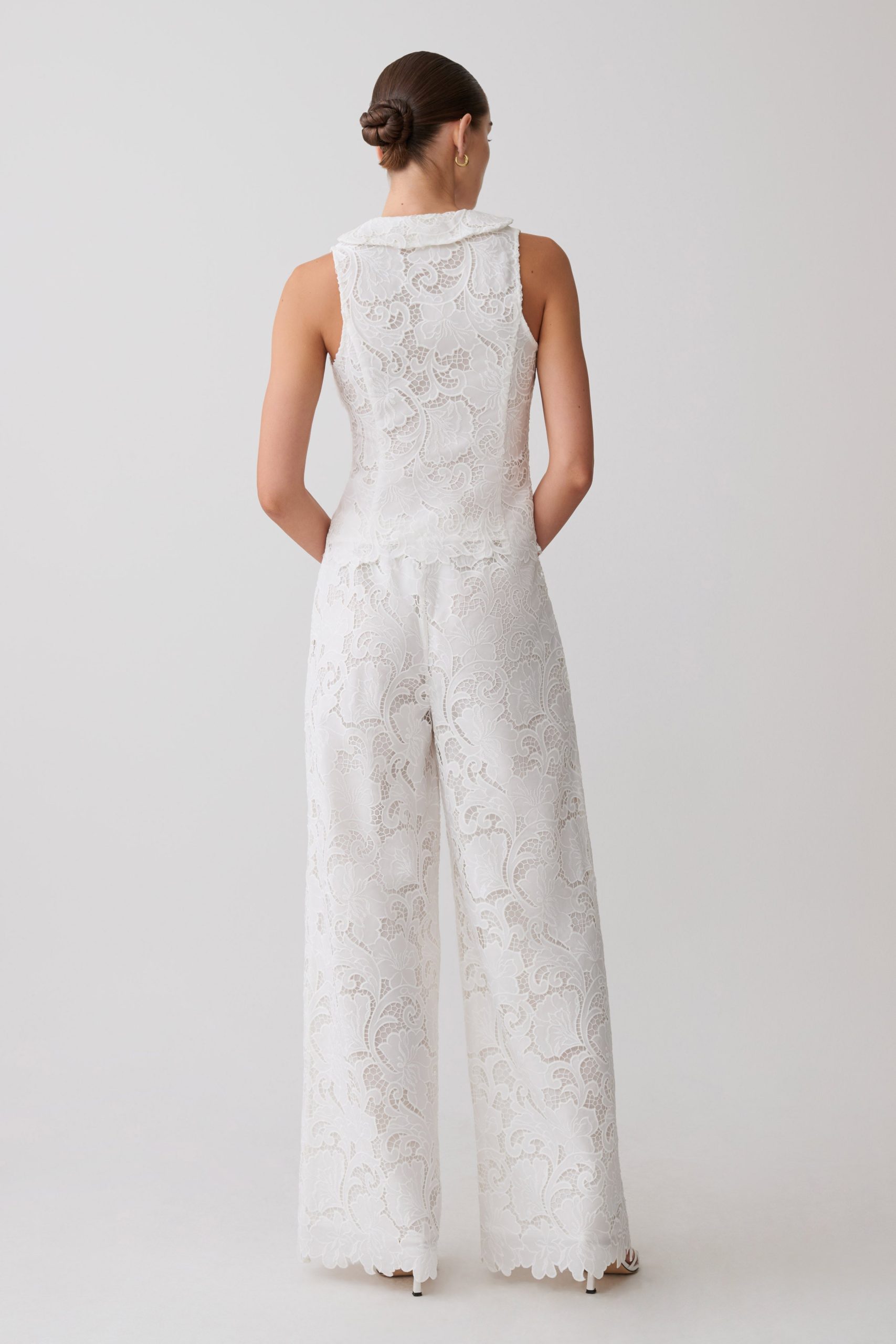 Tessa Broderie Straight Leg Pants - White - Image 2