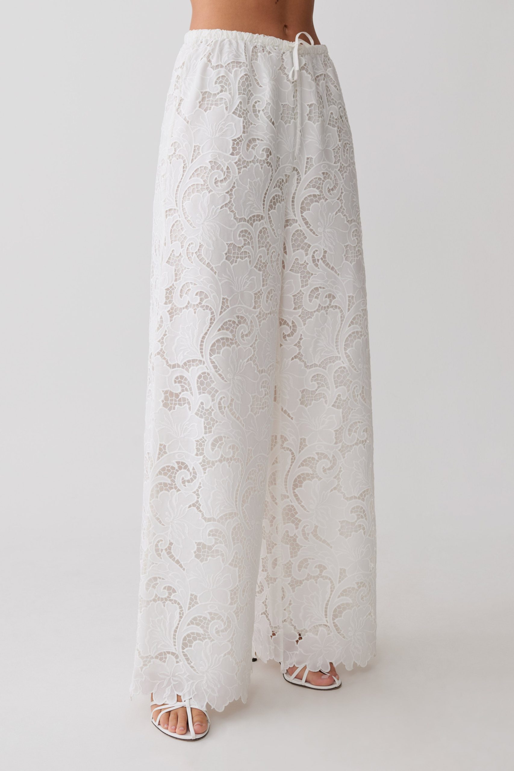 Tessa Broderie Straight Leg Pants - White - Image 5