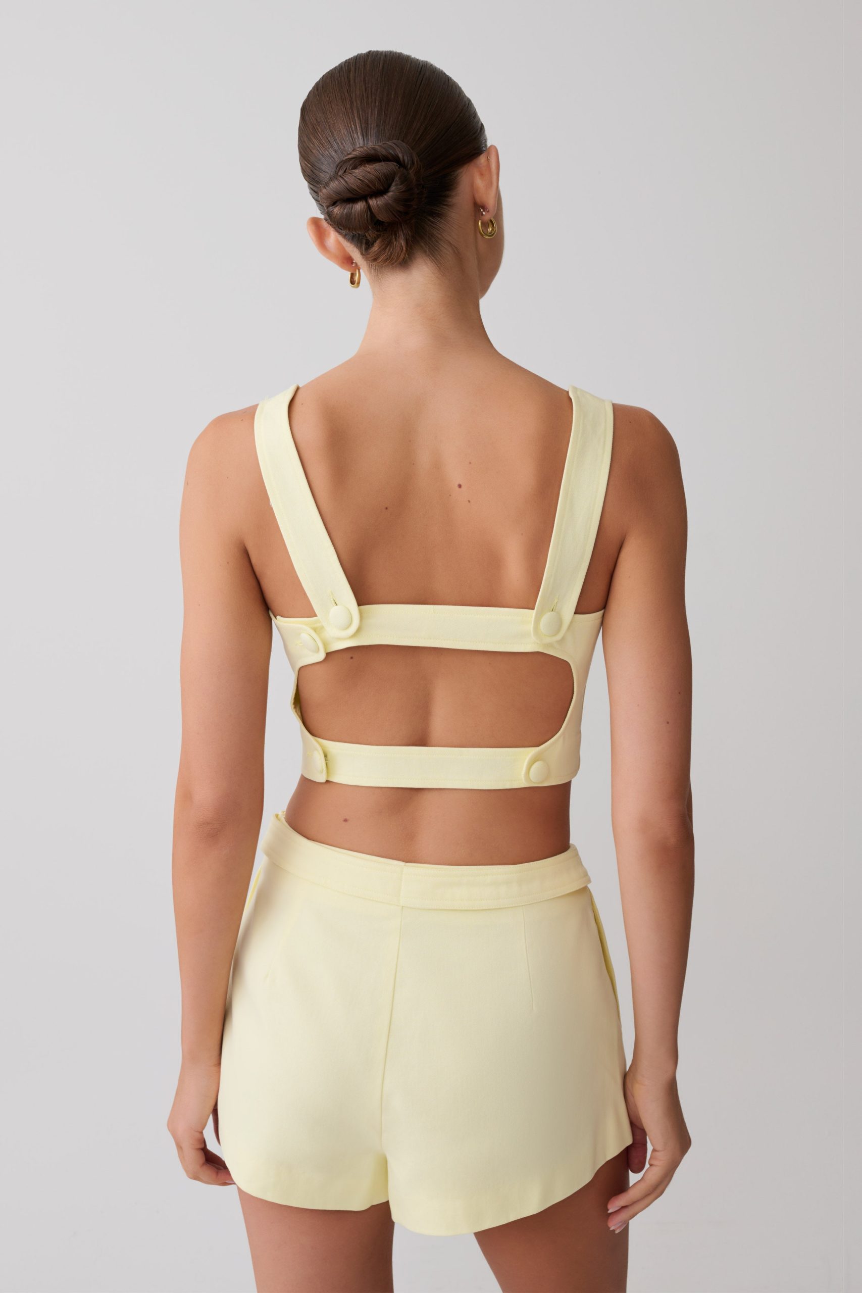 Josephine Crop Top With Open Back - Lemon - Image 2