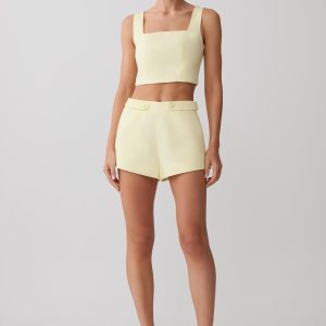 Josephine Cotton Shorts With Waistbands - Lemon