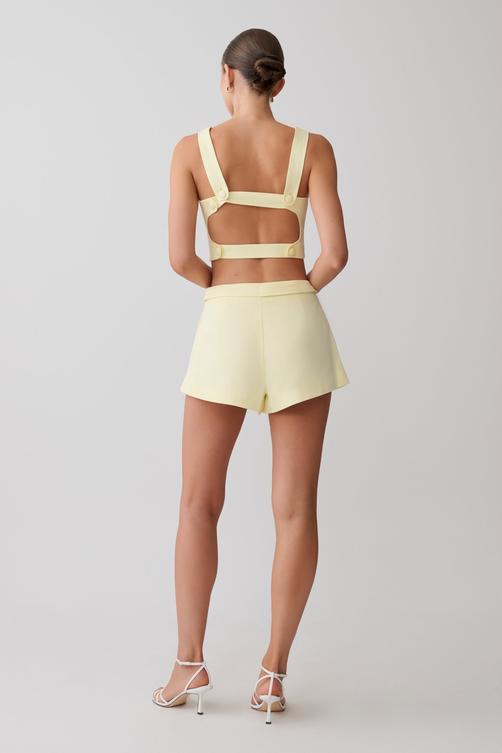 Josephine Crop Top With Open Back - Lemon - Image 5