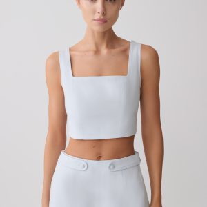 Josephine Crop Top With Open Back - Ice Blue