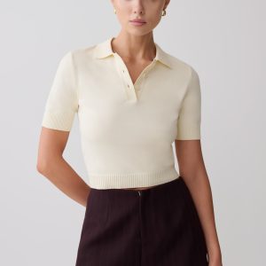 Philly Knit Button Up Top - Ivory