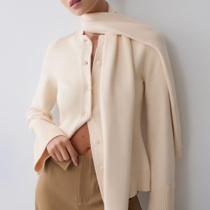 Lara Knit Cardigan With Scarf - Ivory