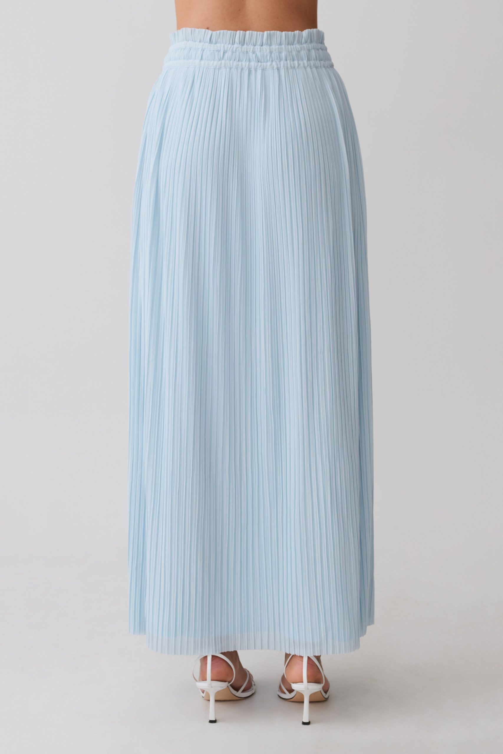 Amaris Gathered Plisse Maxi Skirt - Pale Blue - Image 7