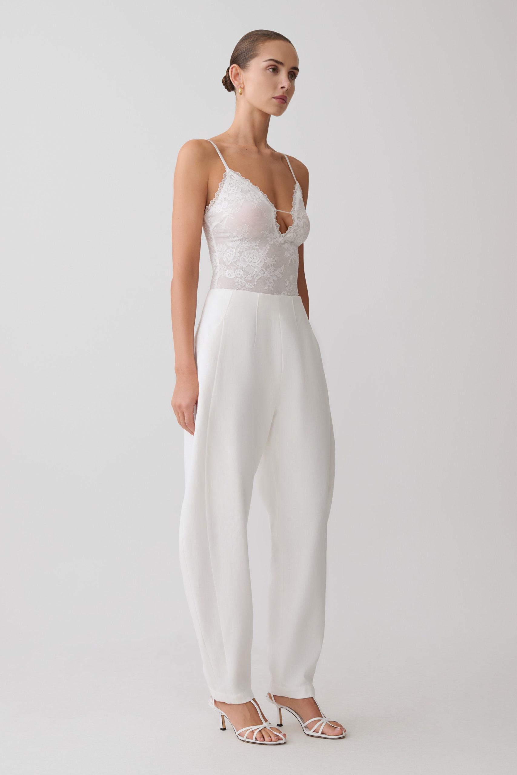 Jasper Sheer Plunge Lace Bodysuit - Ivory - Image 3