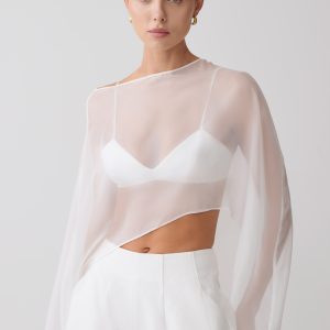 Kirstine Bralette With Chiffon Cape - Ivory