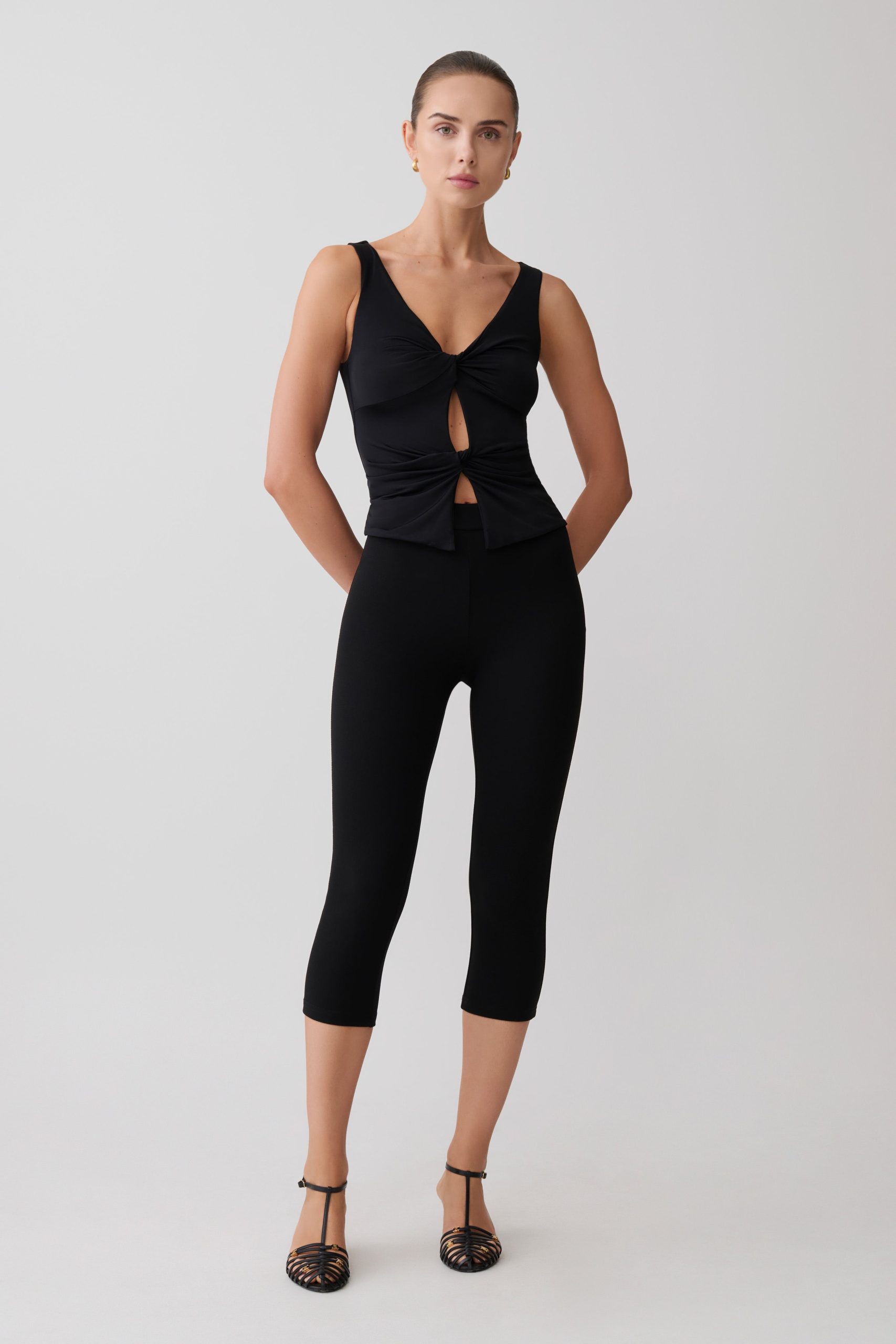 Millie Twist Sleeveless Top - Black - Image 7