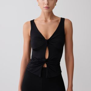 Millie Twist Sleeveless Top - Black