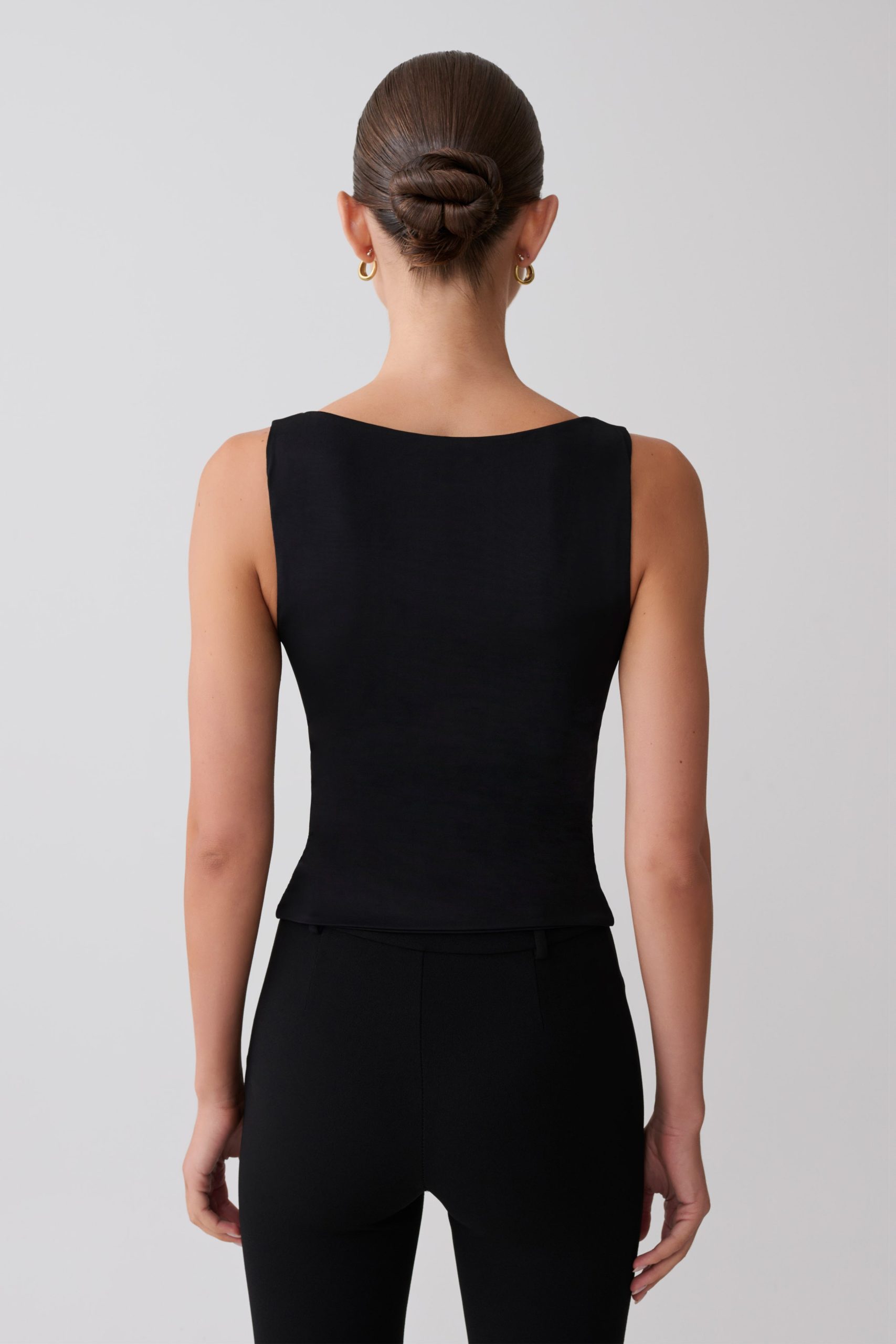 Millie Twist Sleeveless Top - Black - Image 2