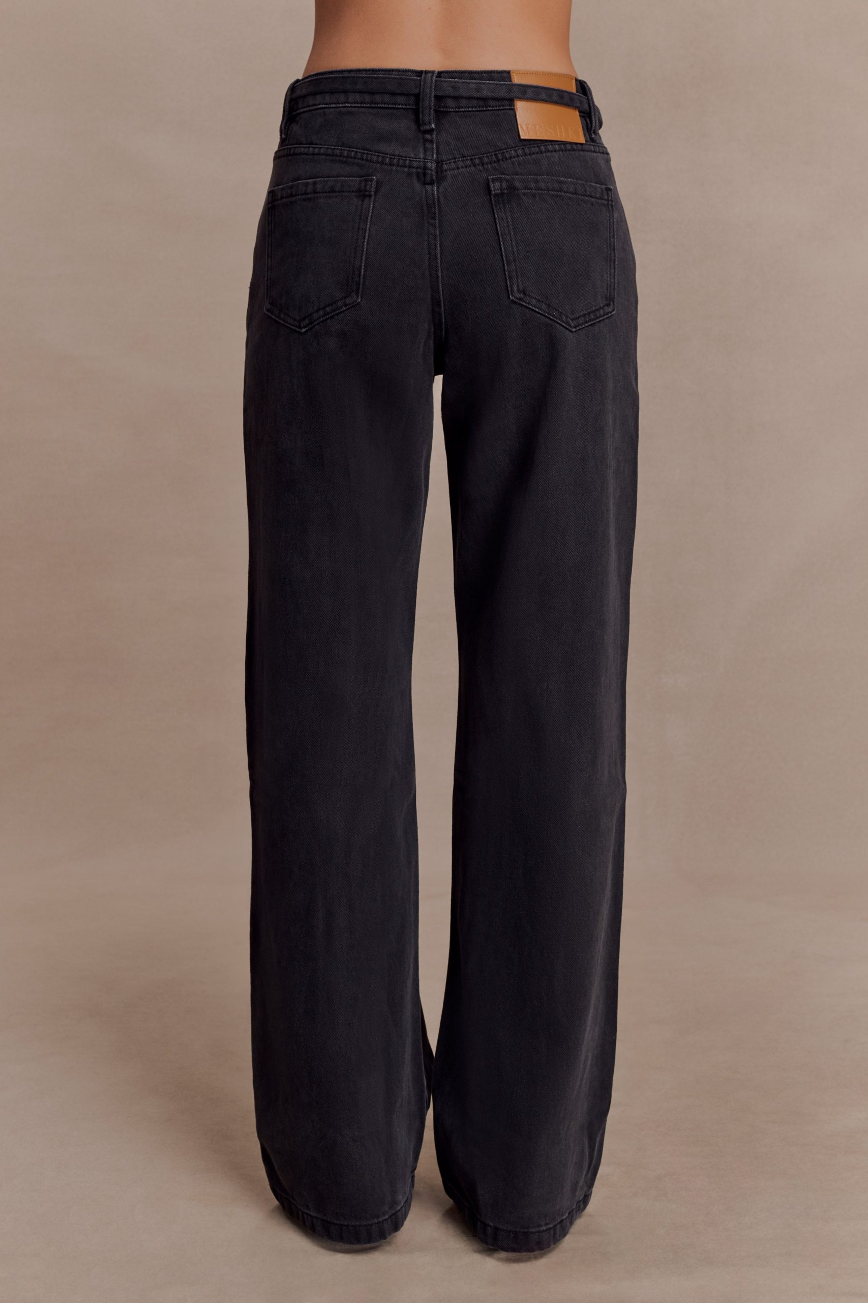 Perrie Mid Rise Straight Leg Tie Jeans - Washed Black - Image 2