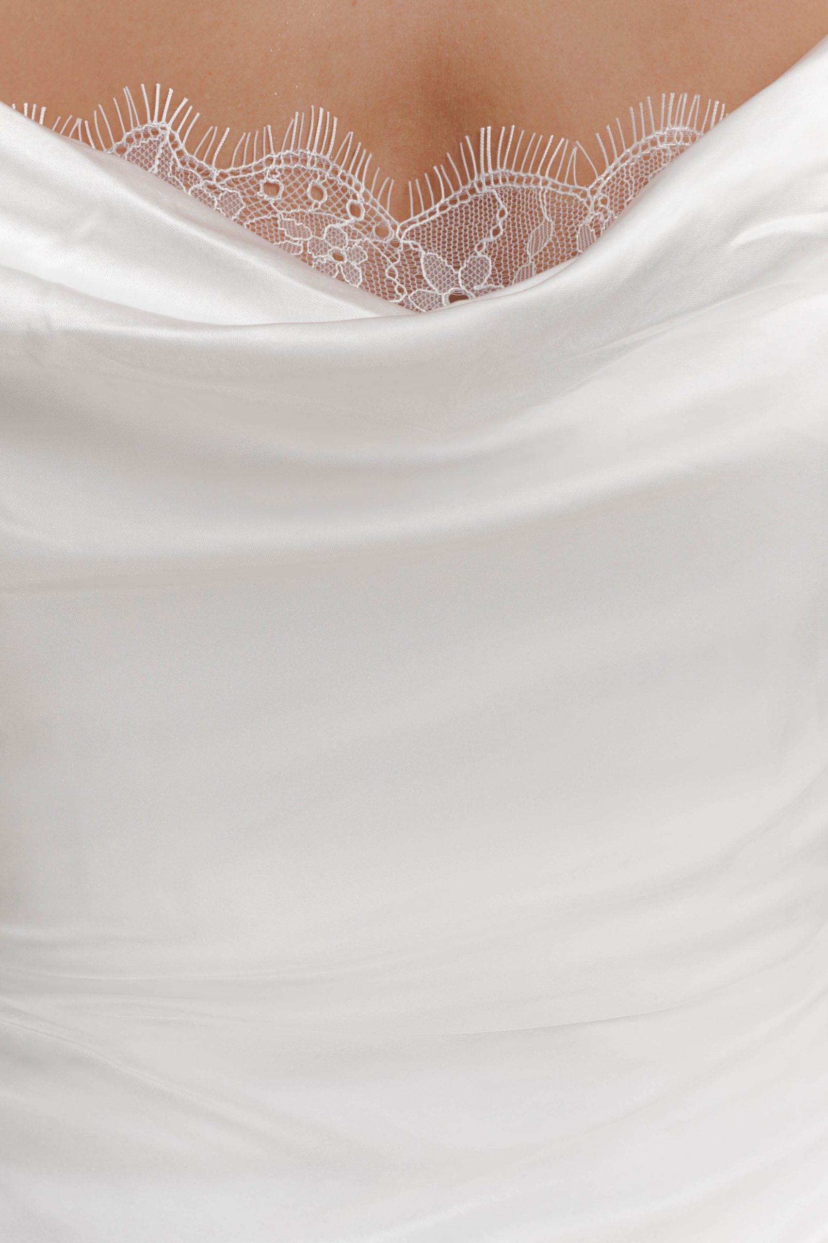 Ashley Cowl Neck Lace And Satin Maxi Dress - Ivory - Image 9
