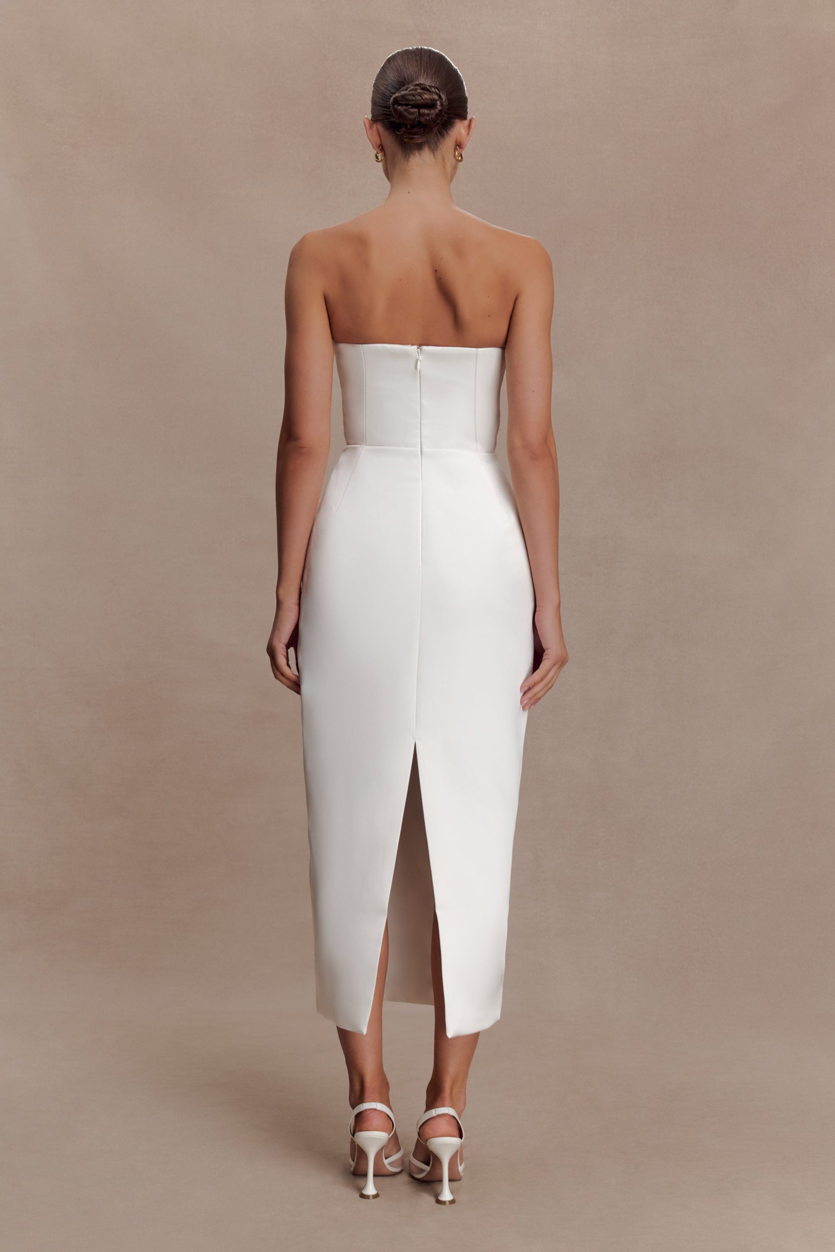 Ophelia Peplum Satin Maxi Dress - Ivory - Image 2