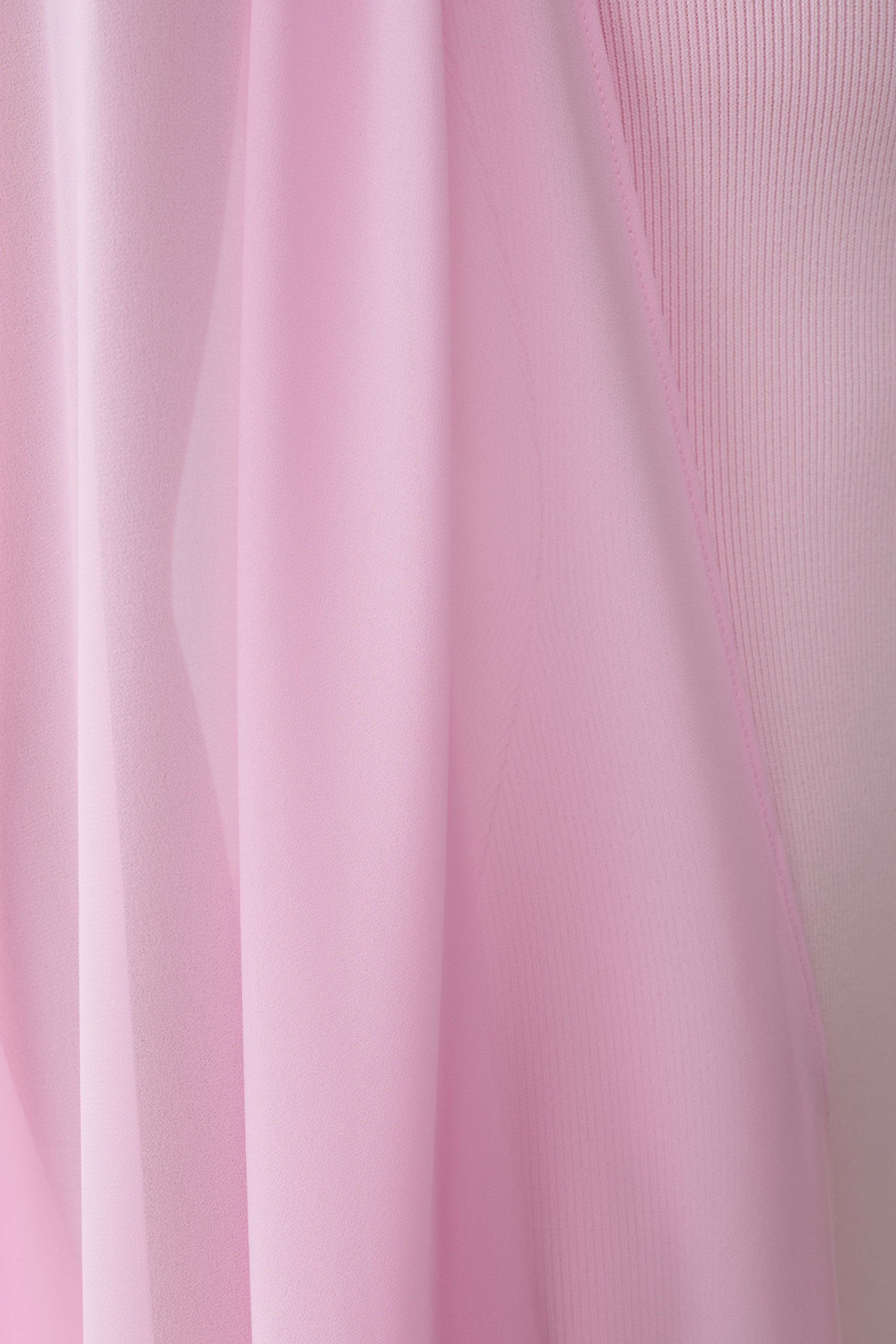 Farid Bandage Midi Dress With Chiffon - Baby Pink - Image 6
