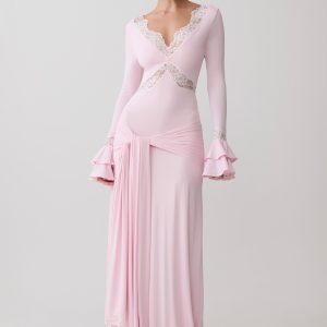 Electra Slinky Lace Maxi Dress - Ballet Pink