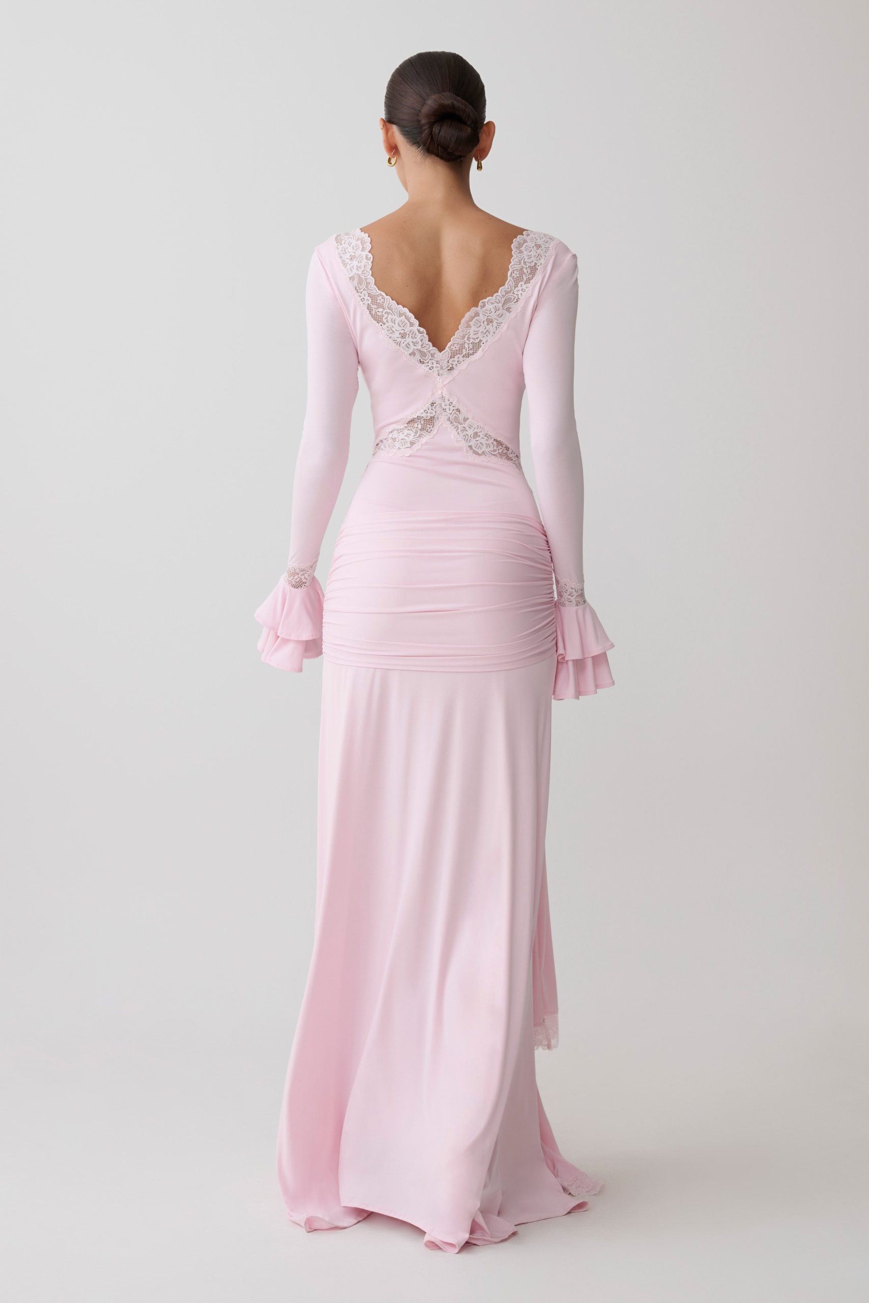 Electra Slinky Lace Maxi Dress - Ballet Pink - Image 2