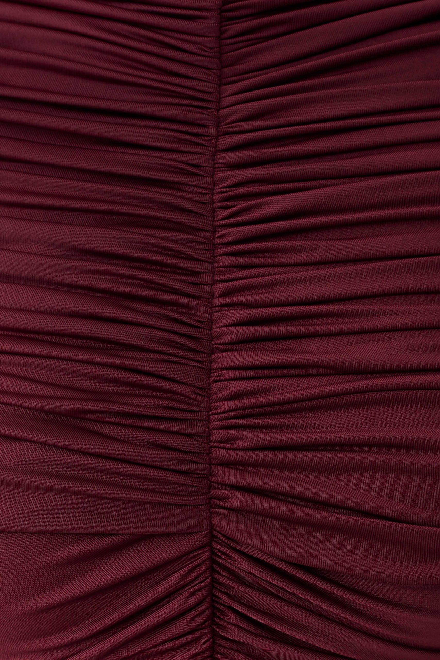 Linh Slinky High Neck Gathered Top - Mahogany - Image 8