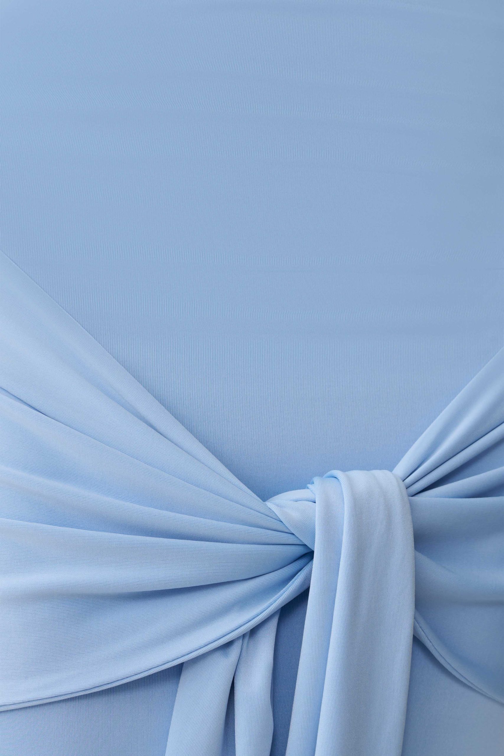 Maiara Shortsleeve Slinky Tie Maxi Dress - Sea Blue - Image 3