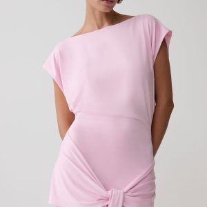 Maiara Shortsleeve Slinky Tie Mini Dress - Pink