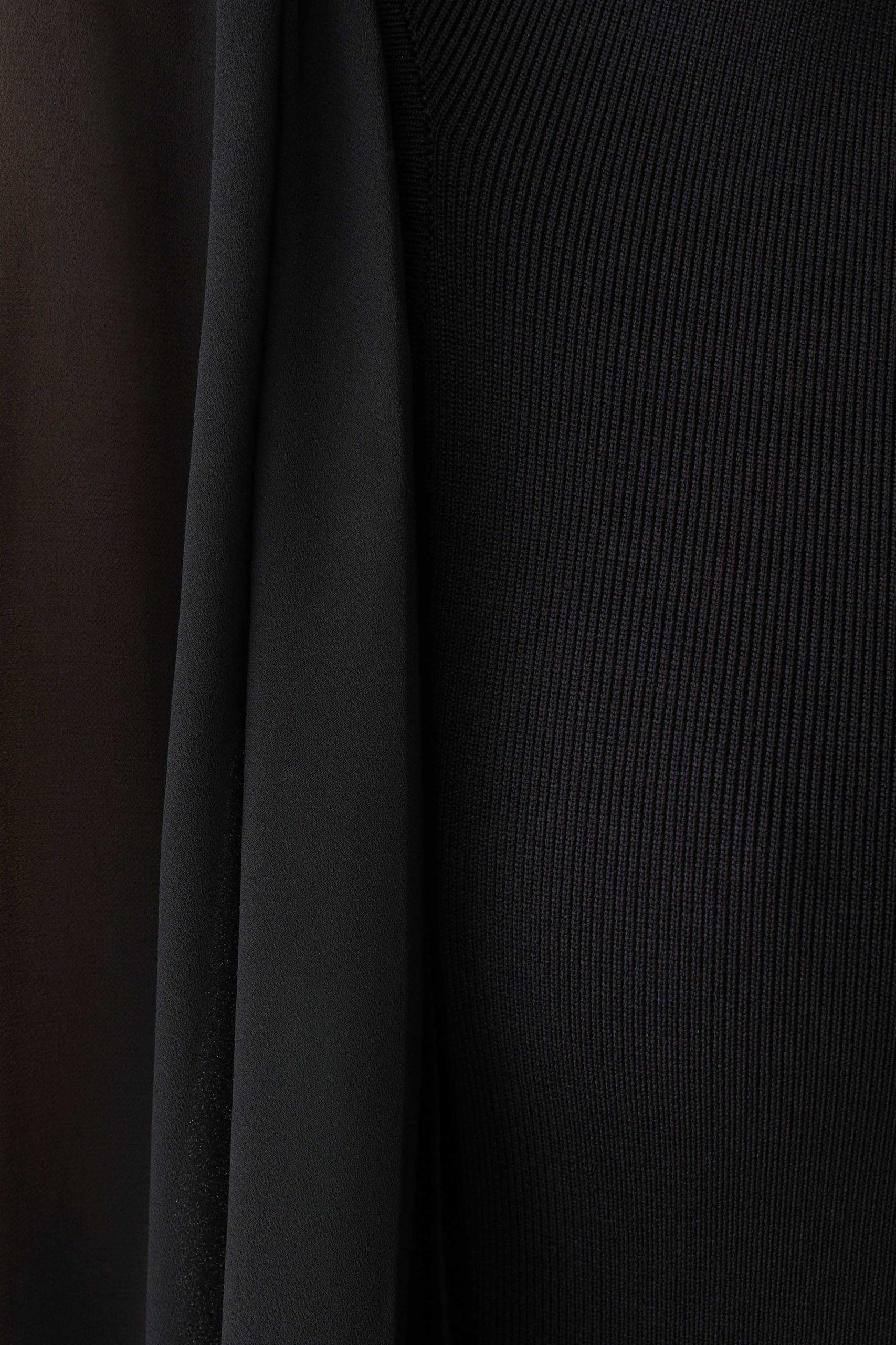 Farid Bandage Midi Dress With Chiffon - Black - Image 6