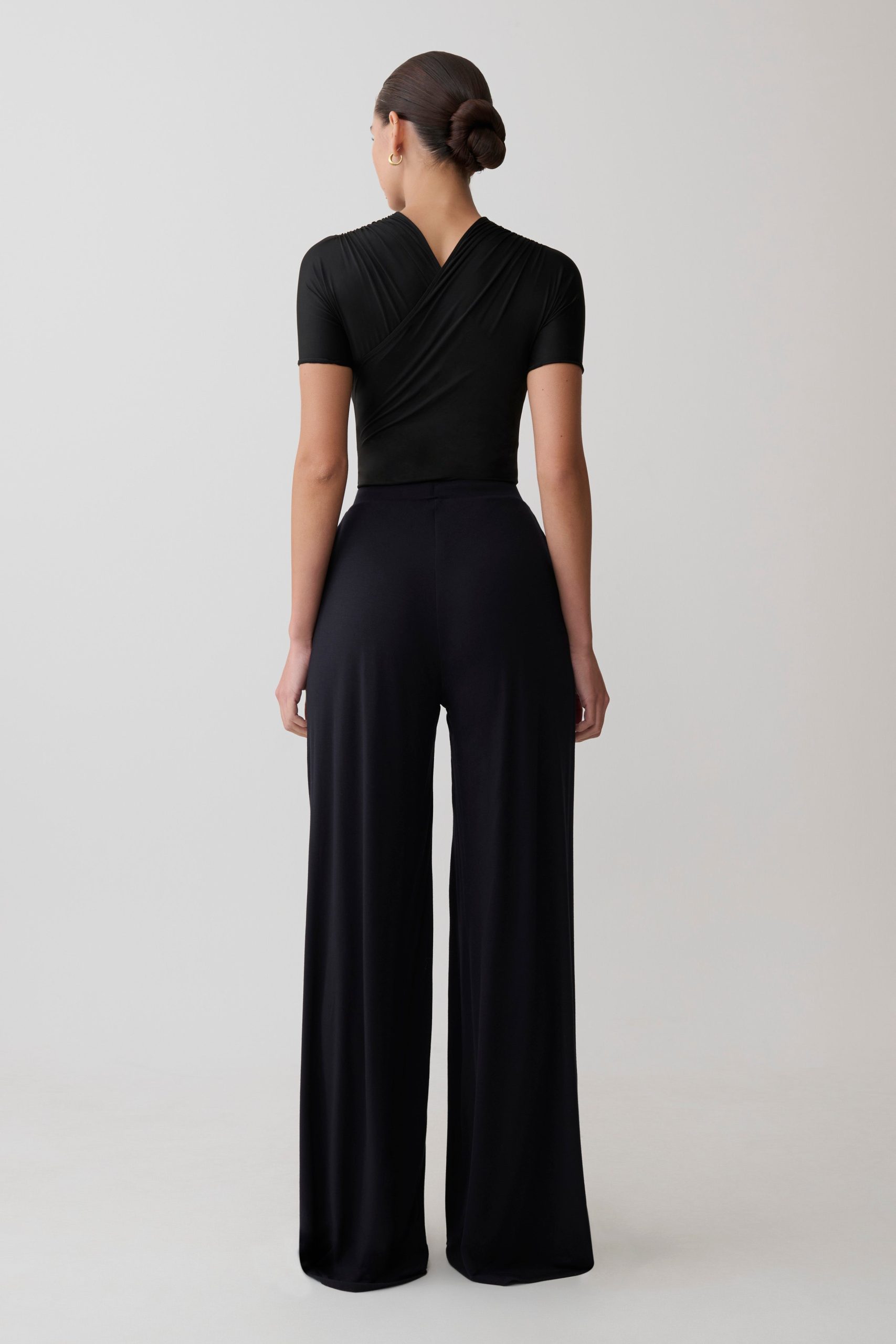 Dewi Wide Leg Modal Pants - Black - Image 2