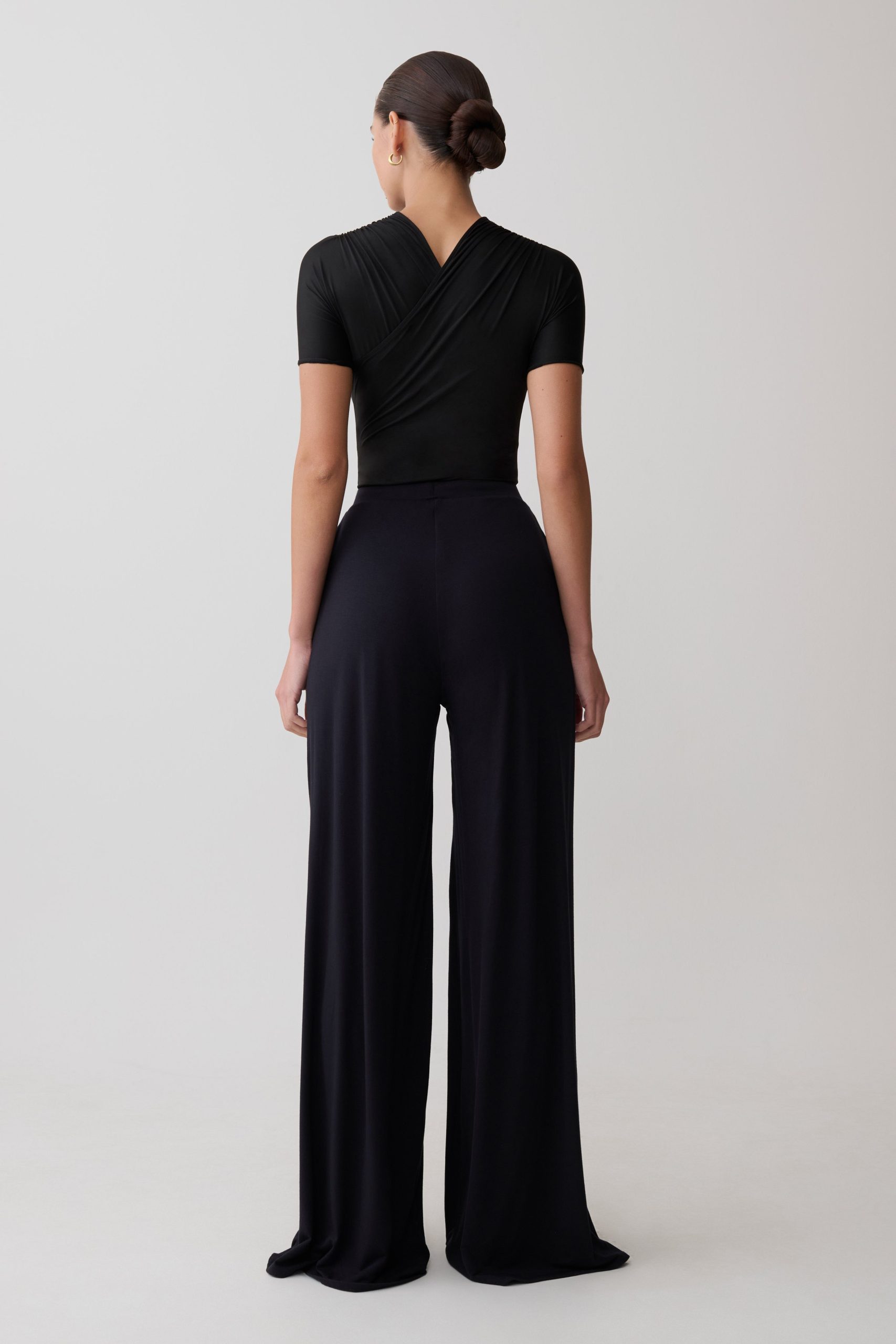 Junie Shortsleeve Cross-Over Bodysuit - Black - Image 5
