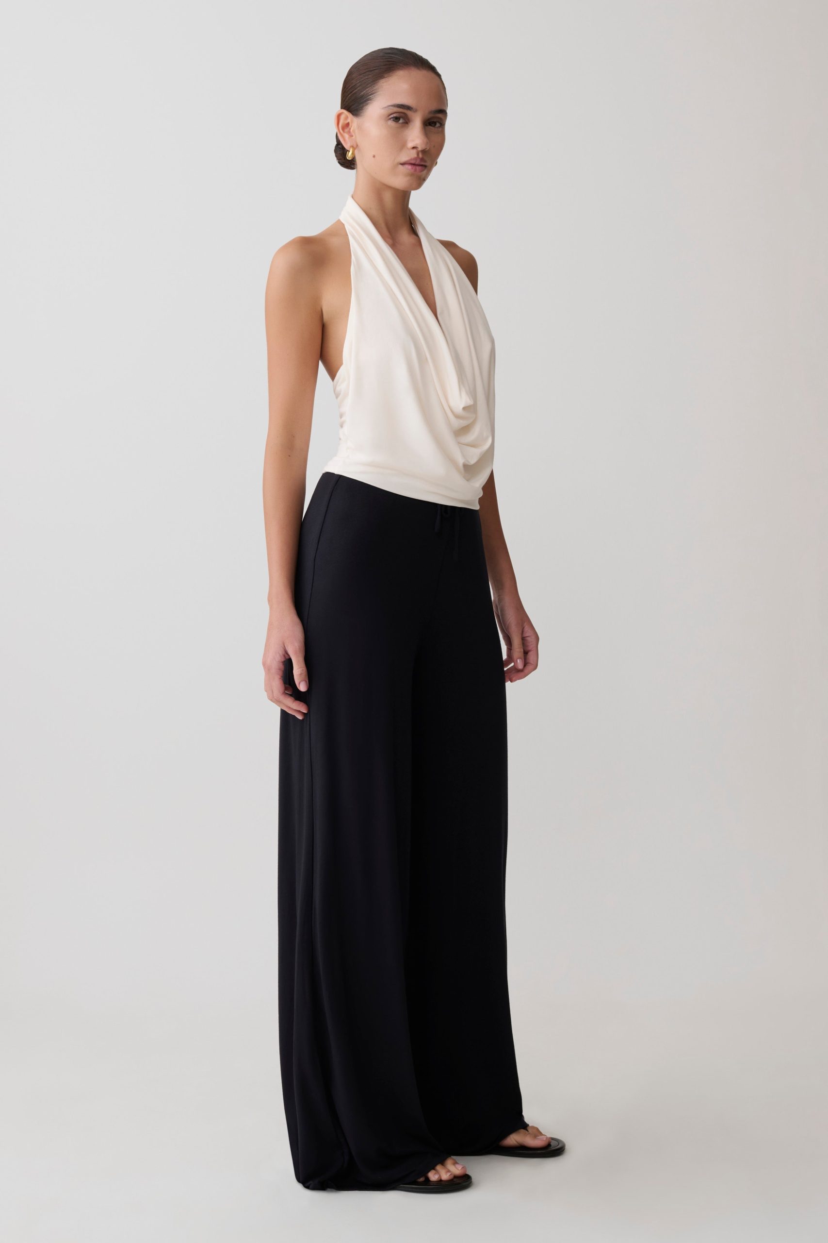 Dewi Wide Leg Modal Pants - Black - Image 5
