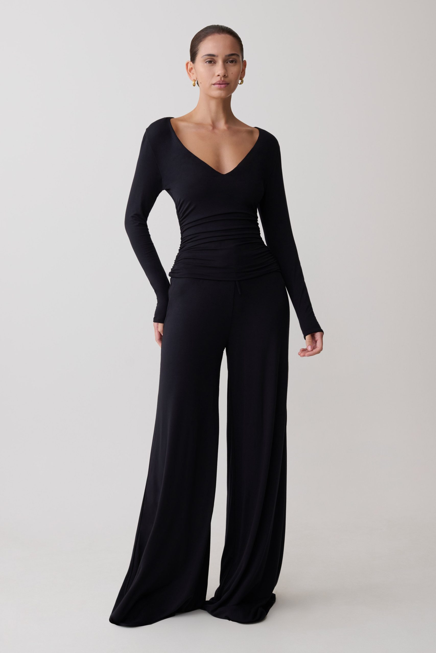 Sari Long Sleeve Modal Top - Black - Image 2