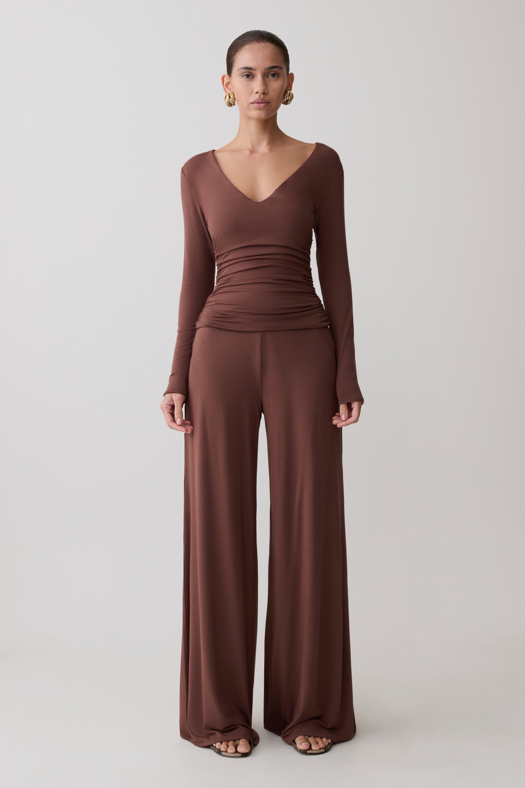 Sari Long Sleeve Modal Top - Chocolate - Image 4
