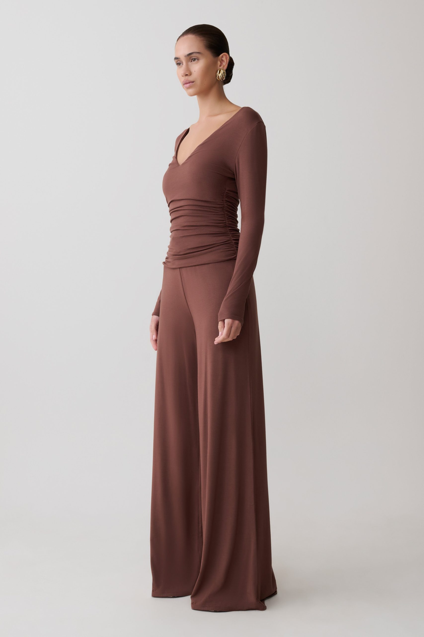 Sari Long Sleeve Modal Top - Chocolate - Image 5