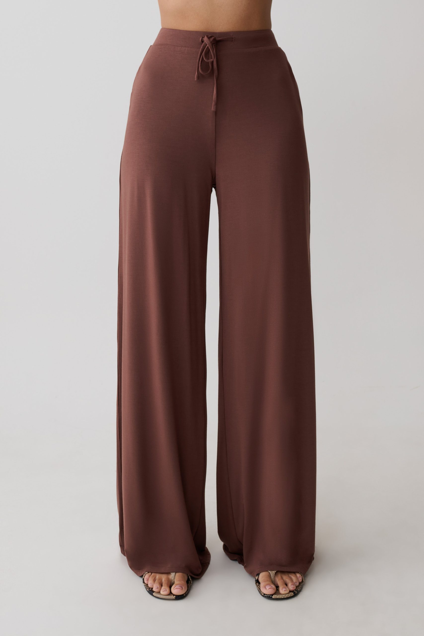 Dewi Wide Leg Modal Pants - Chocolate - Image 5