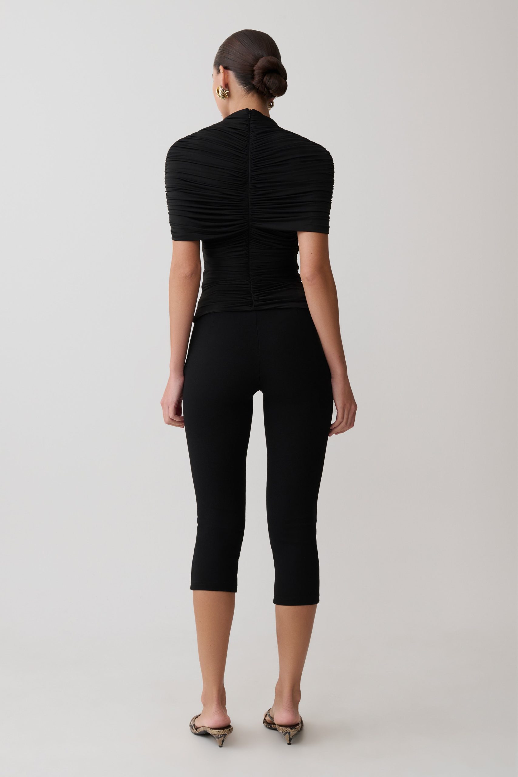 Linh Slinky High Neck Gathered Top - Black - Image 7