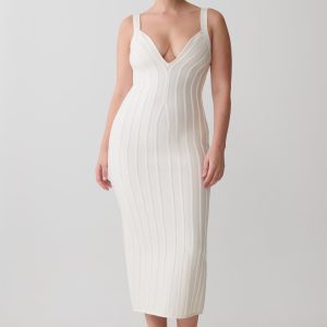 Gia Bandage Knit Midi Dress - Ivory
