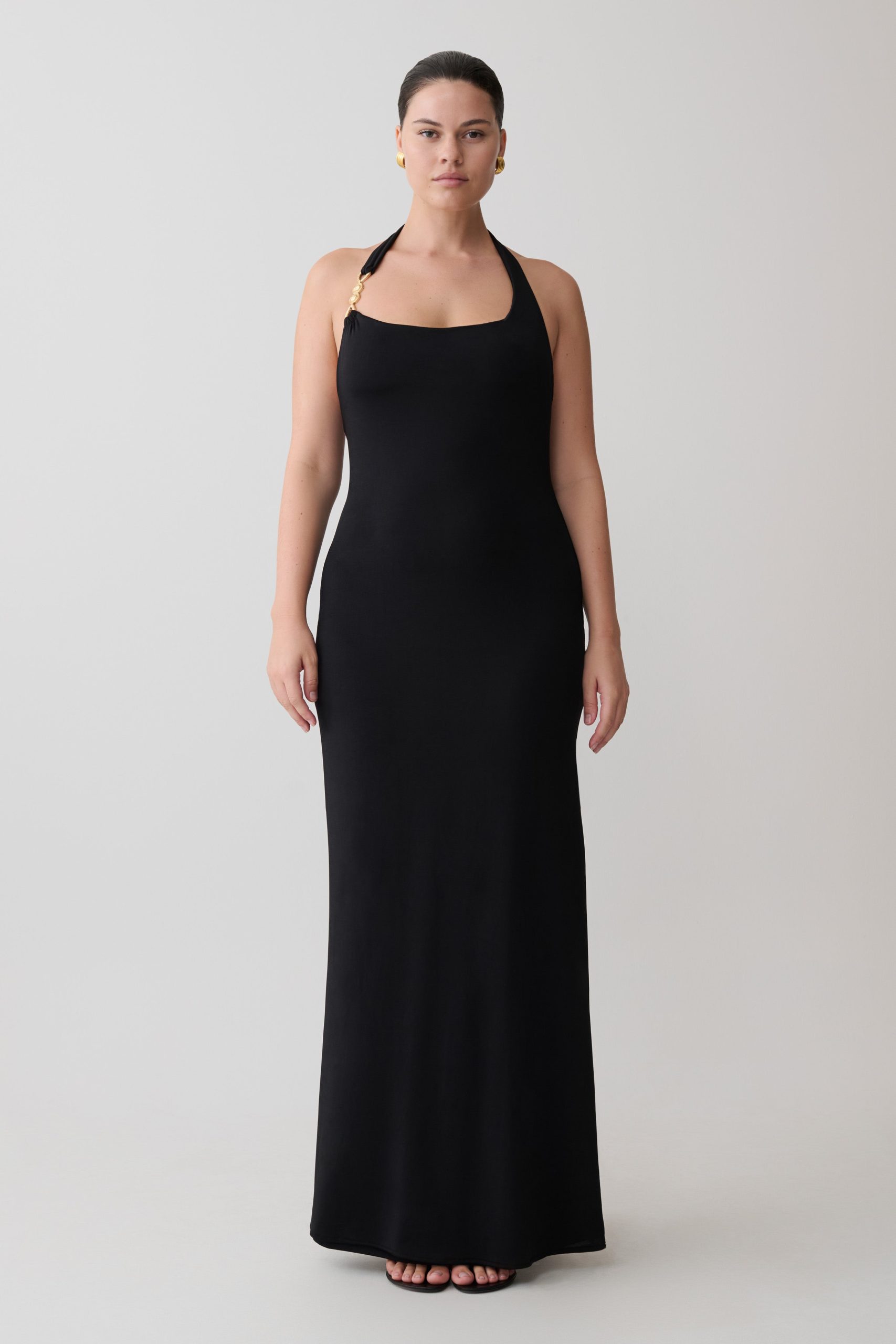 Khanh Slinky Halter Maxi Dress - Black - Image 5