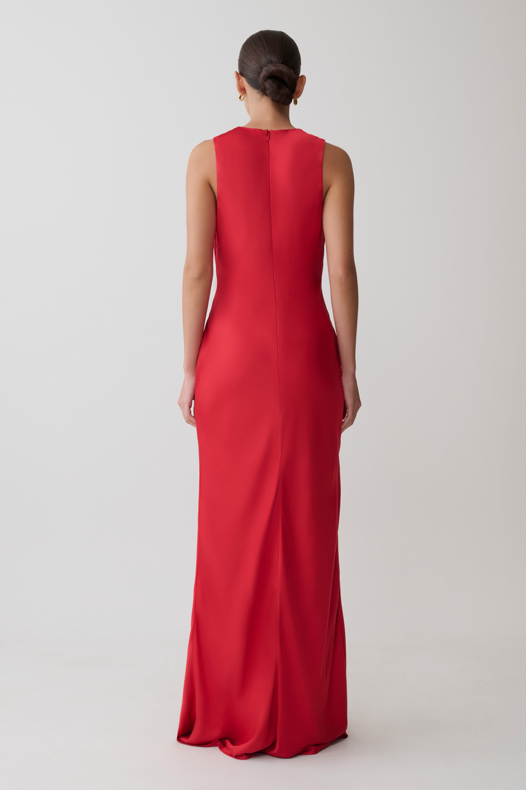 Esme Plunge Satin Maxi Dress - Red - Image 2