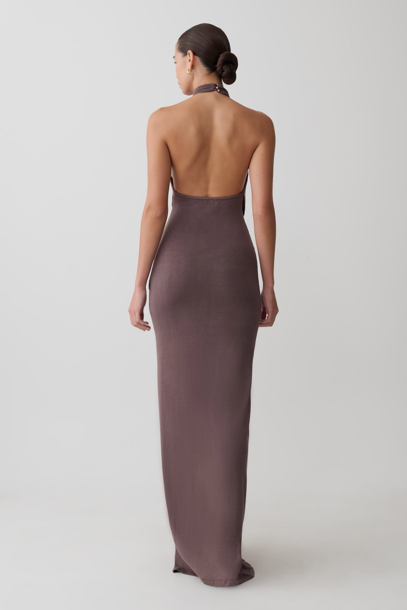 Cindylou Halter Knit Maxi Dress - Peppercorn - Image 3