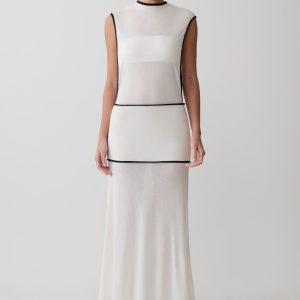 Aris Sleeveless Sheer Maxi Dress - Black/White