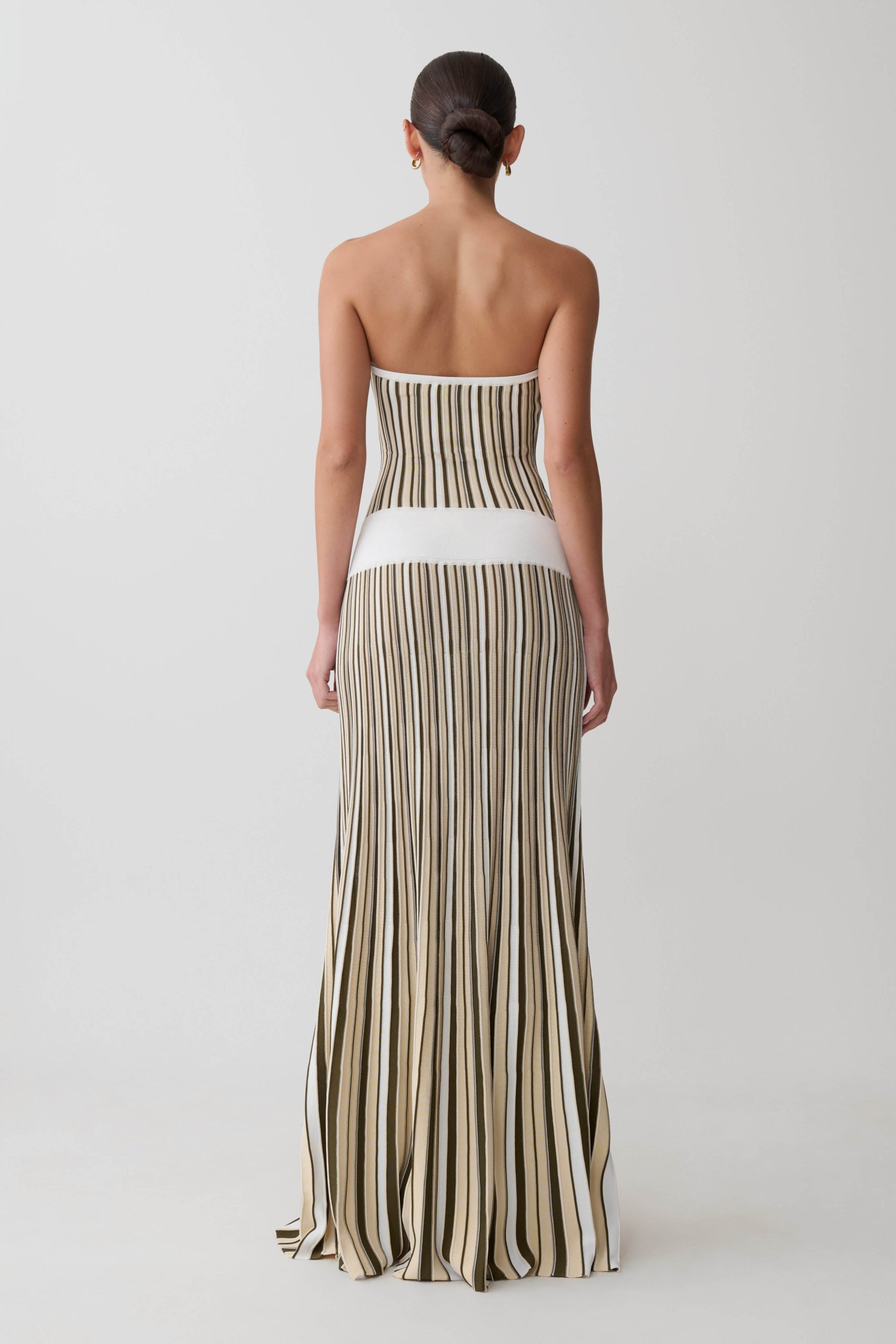 Joyce Stripe Maxi Knit Dress - Khaki/Ivory - Image 2