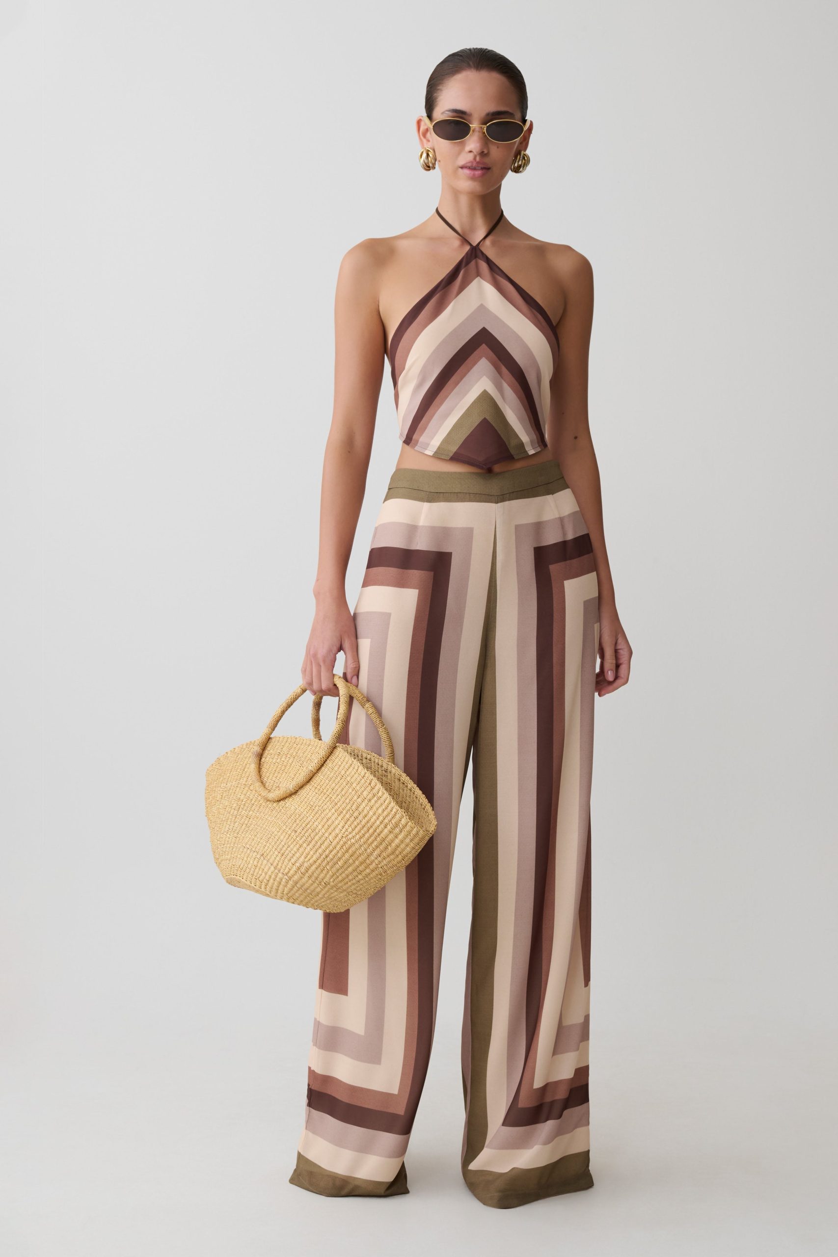 Thea Halter Chiffon Sleeveless Top - Multi Stripe - Image 5