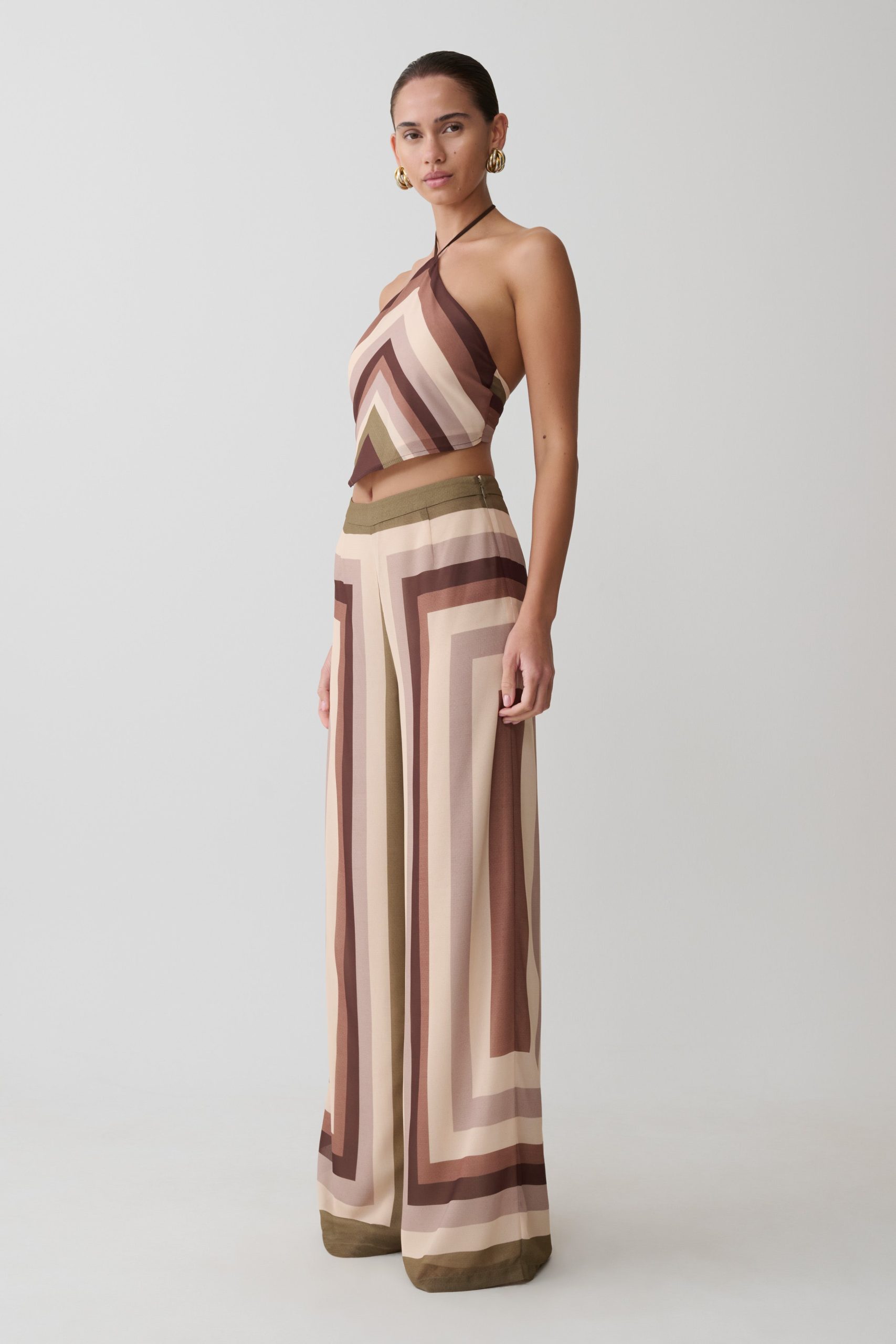 Thea Halter Chiffon Sleeveless Top - Multi Stripe - Image 8