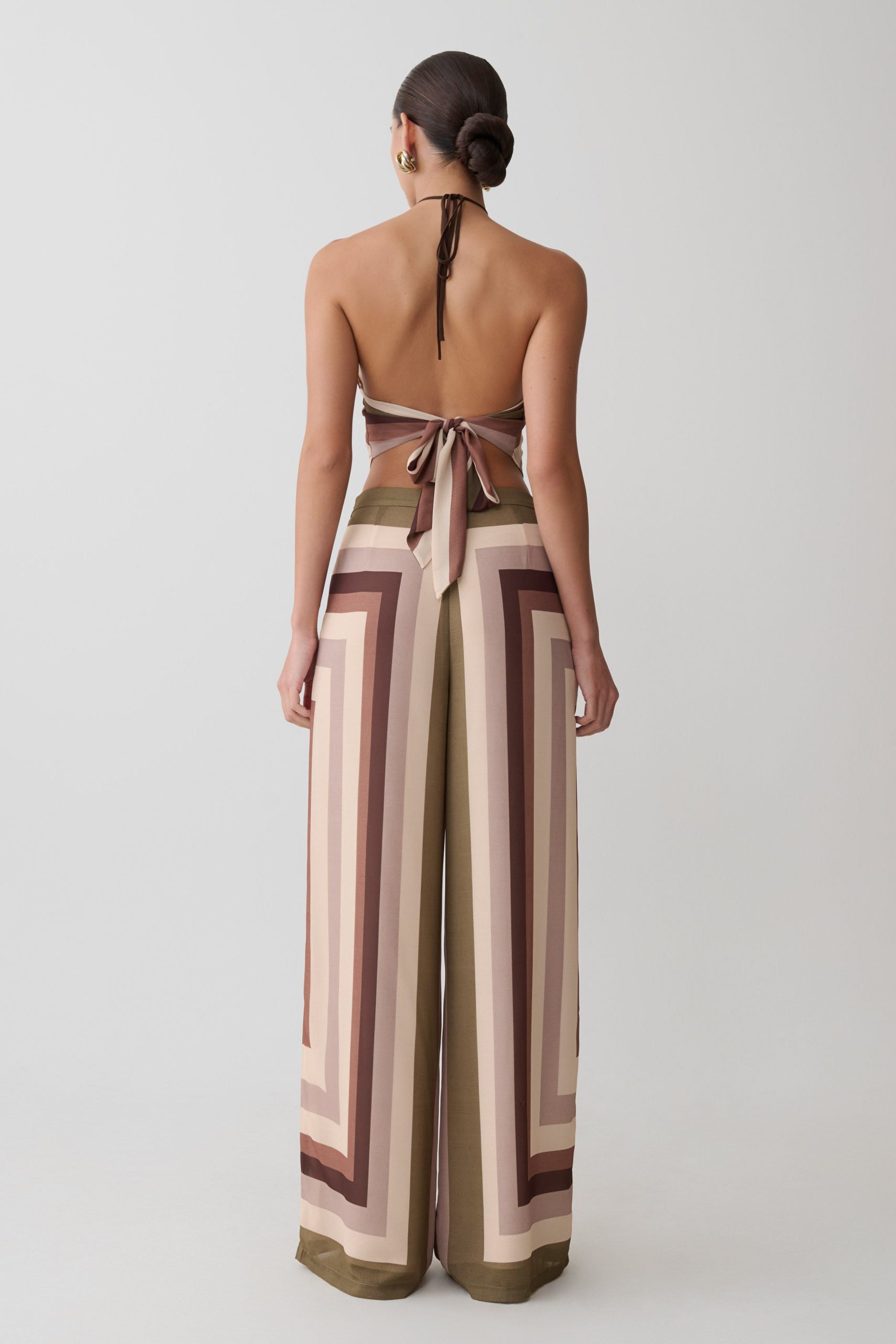 Thea Halter Chiffon Sleeveless Top - Multi Stripe - Image 7