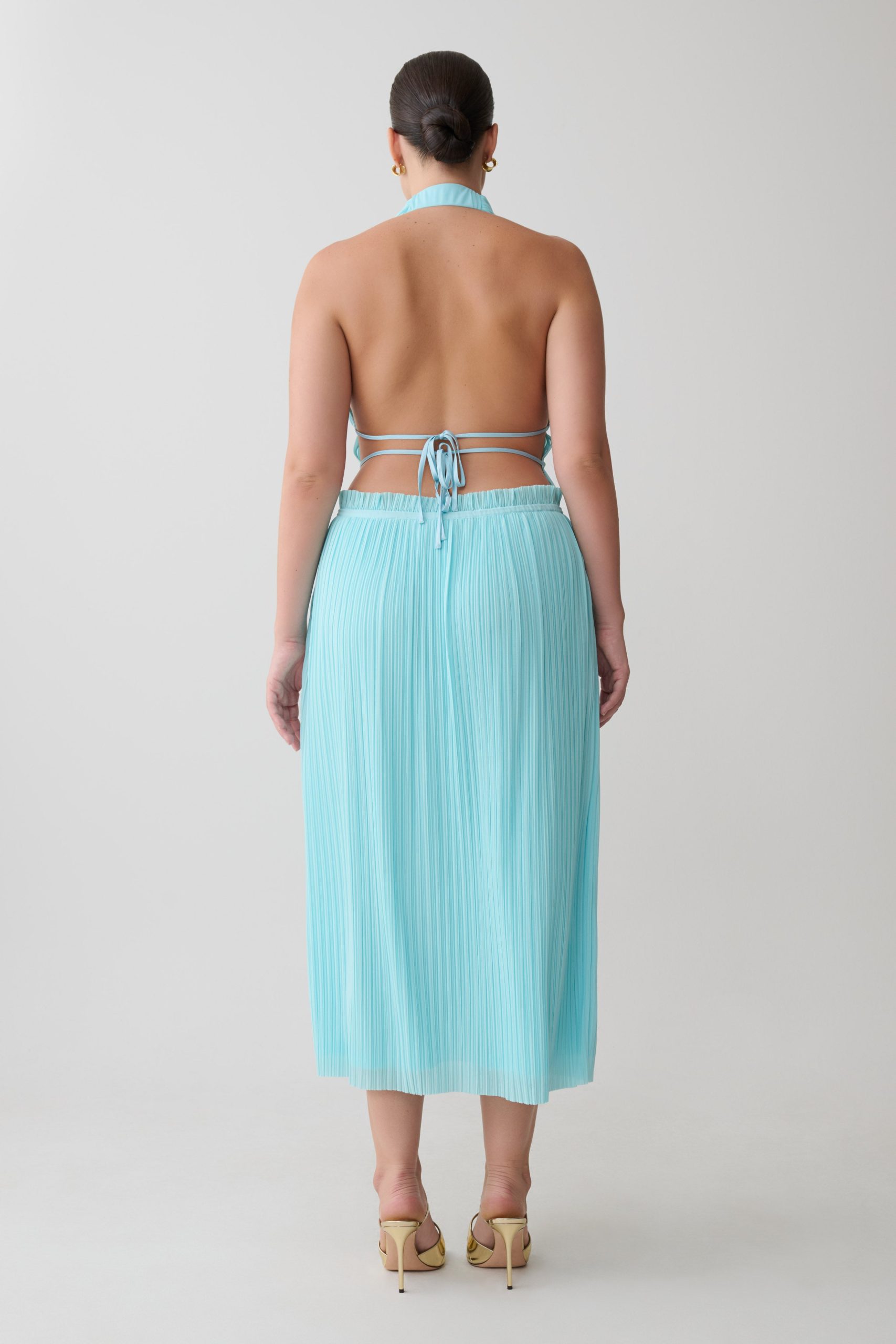 Thien Cowl Halter Midi Dress - Blue - Image 7
