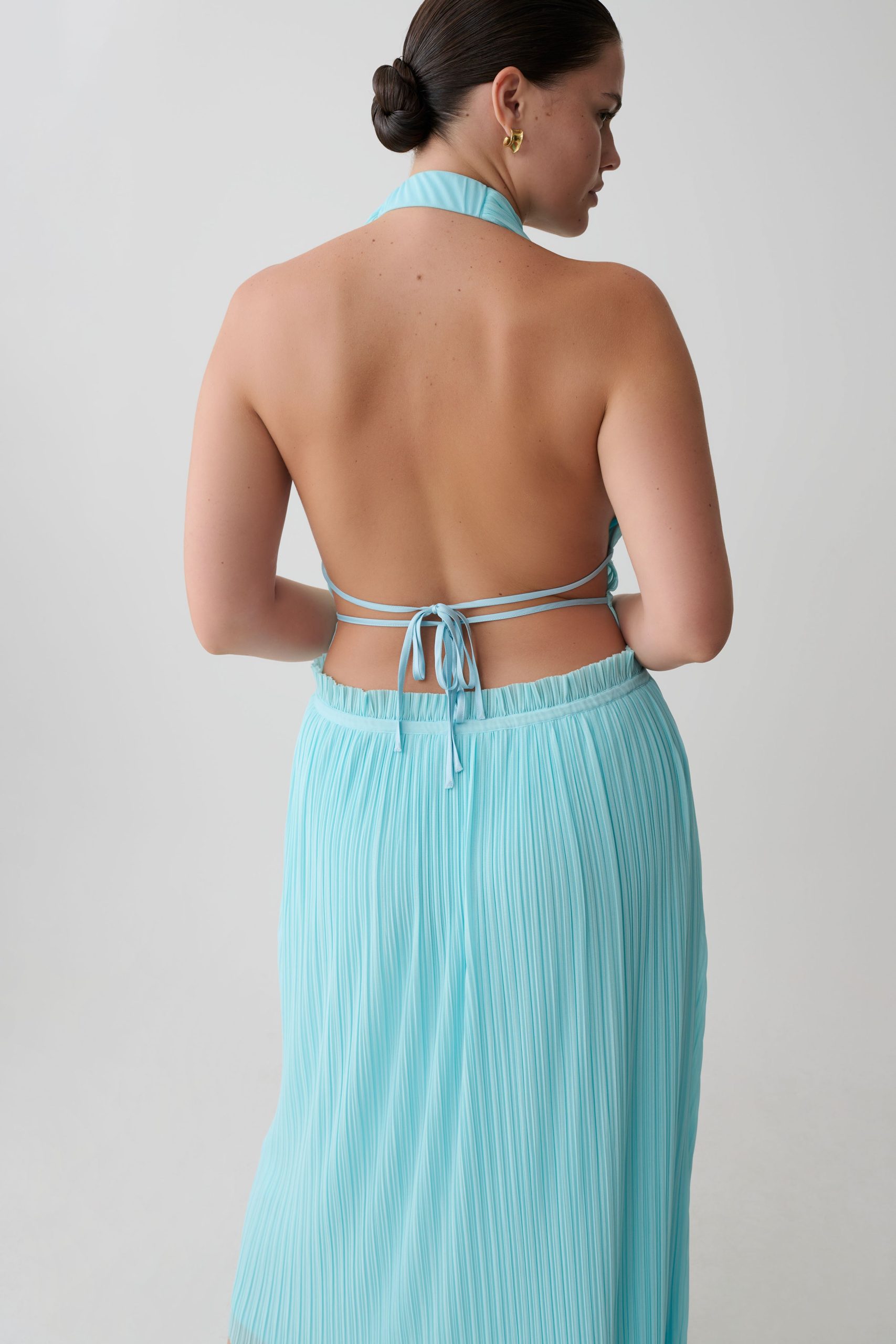 Thien Cowl Halter Midi Dress - Blue - Image 8