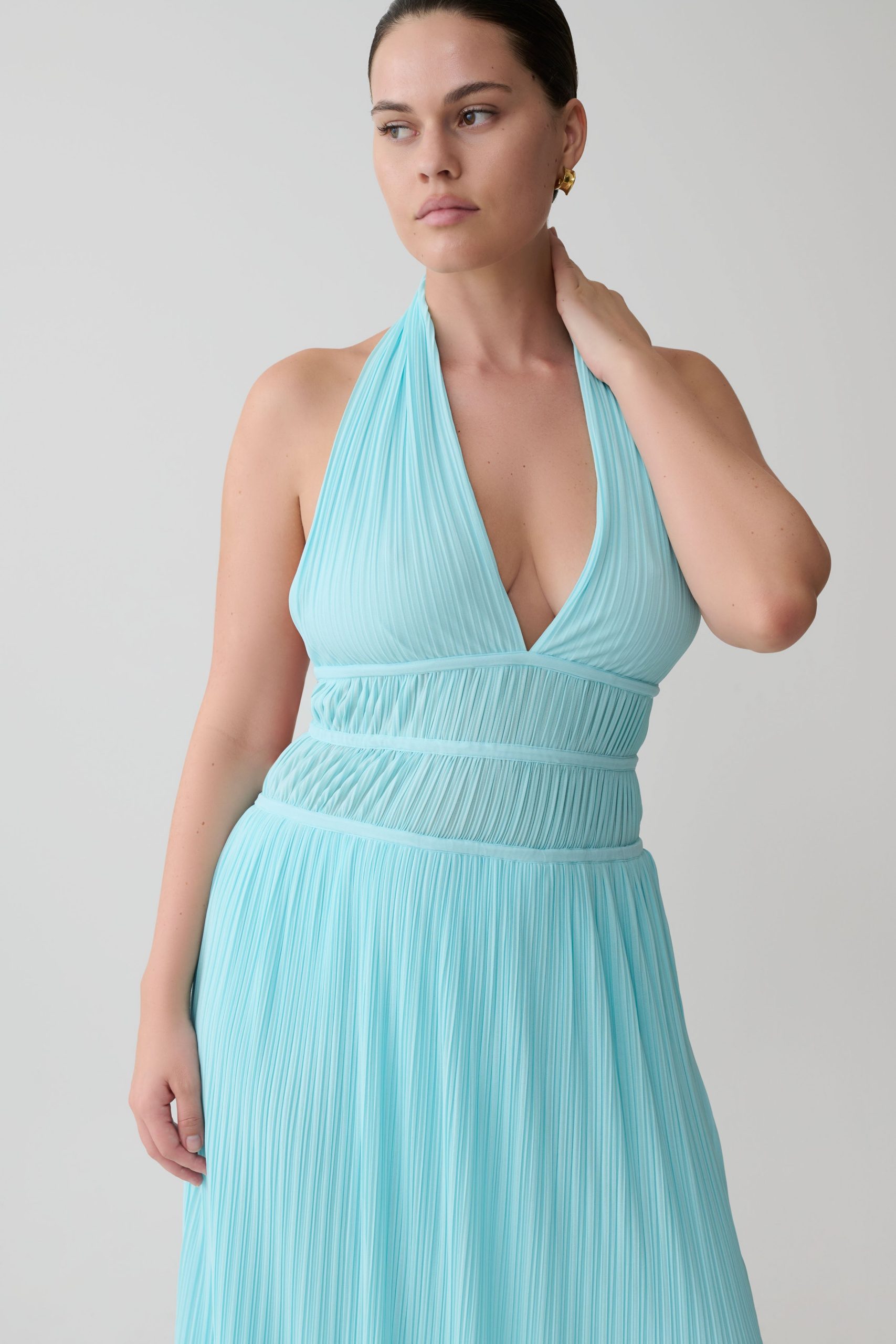 Thien Cowl Halter Midi Dress - Blue - Image 5