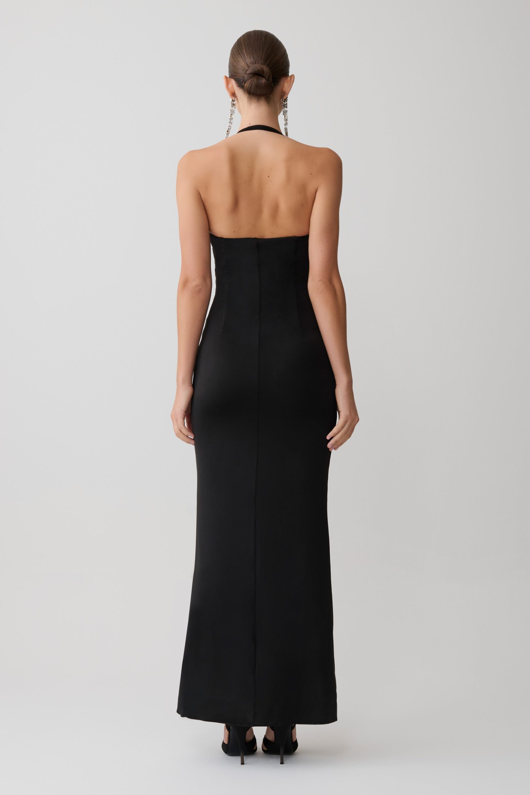 Hoai Gathered Slinky Halter Maxi Dress - Black - Image 2