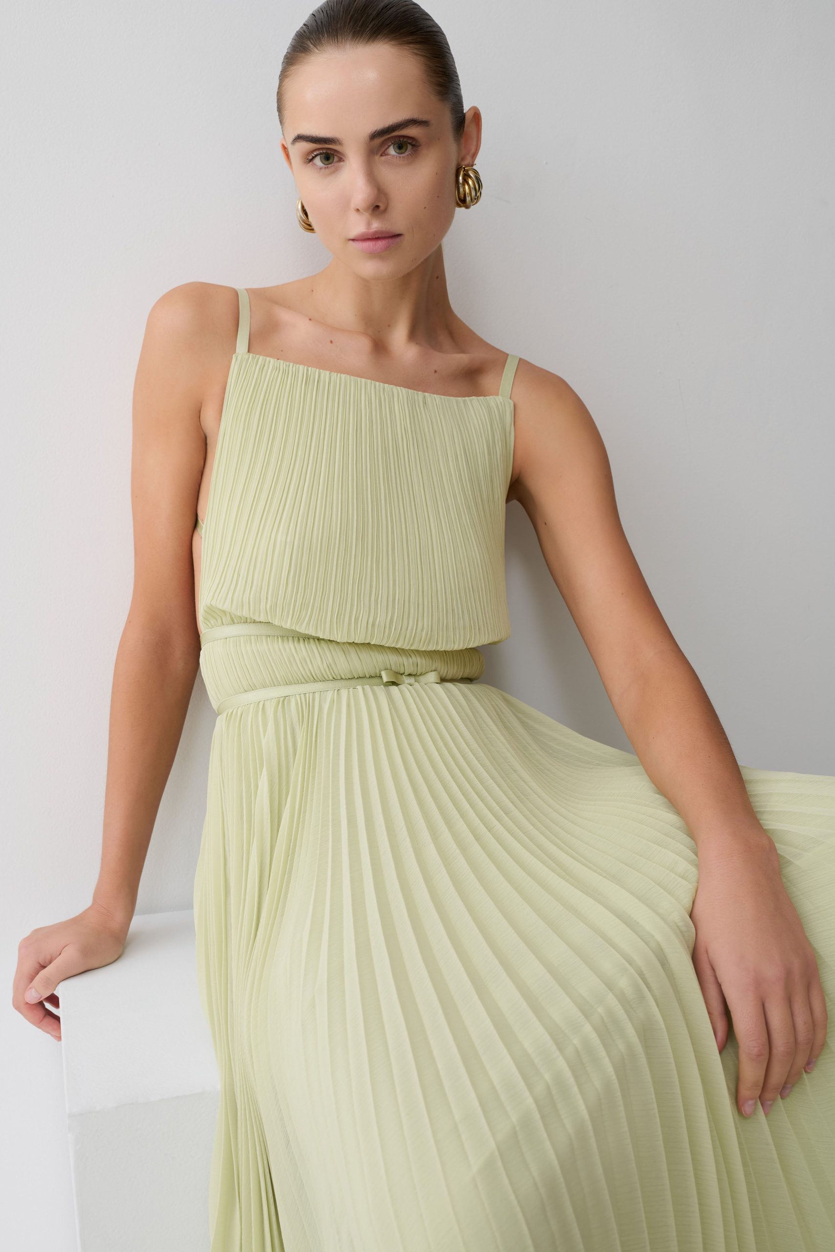 Clarisse Pleated Maxi Dress - Sage - Image 10