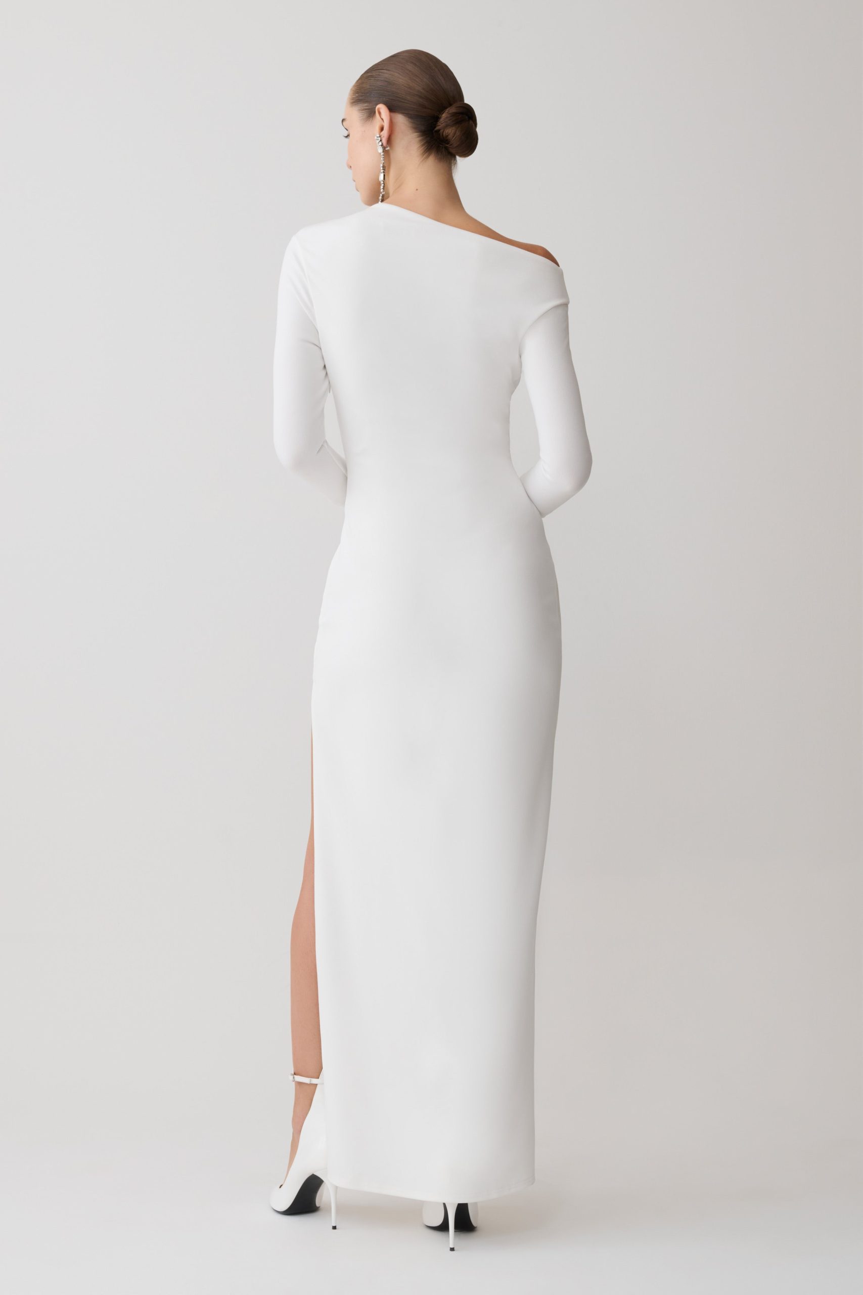 Thalyn Crepe Maxi Dress With Split - White - Image 2